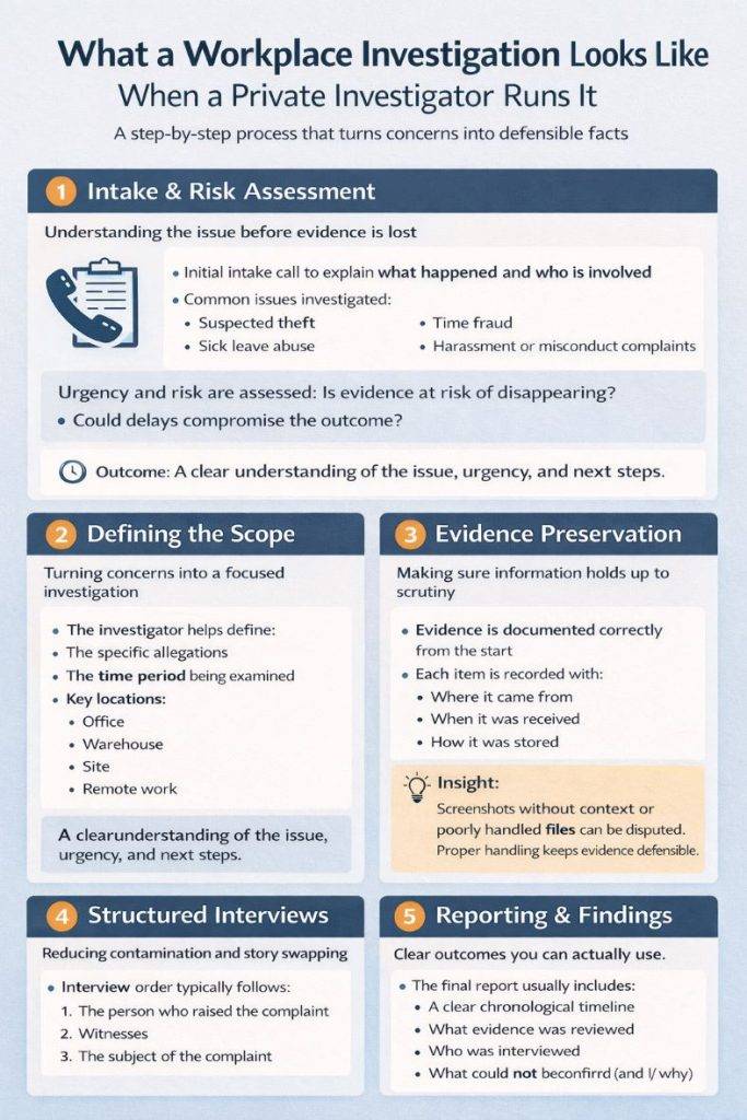 Private Investigators in Australia Explain Workplace Investigation. Private investigators in Australia explaining how workplace investigations are conducted professionally, lawfully, and fairly.