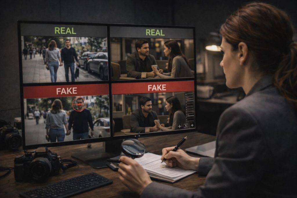 Private Investigators Identifying Fake Media in Legal and Criminal Cases. Private investigators identifying fake or manipulated media in legal and criminal cases through lawful verification and evidence handling.